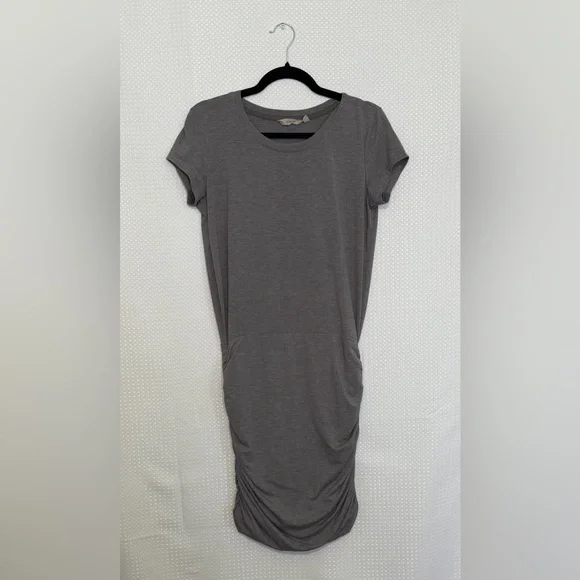 Athleta Topanga Gray Ruched Side T Shirt Dress Athleisure Casual Size S - Picture 8 of 8